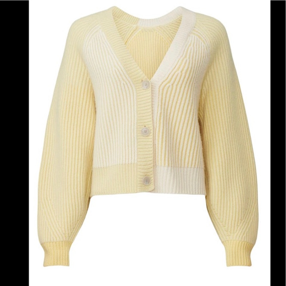 NAADAM Yellow knit v-neck cardigan